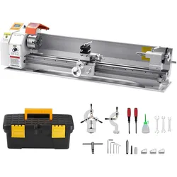 VEVOR Metalldrehmaschine 220x1000 mm Drehmaschine Automatischer Vorschub 2500 U/min Drehzahl 1250 W Bürstenloser Motor, mit Zubehör, Tischdrehmaschine für die Bearbeitung von Präzisionsteilen