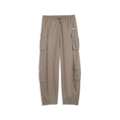 Sporthose PUMA "Essentials Relaxed Cargohose Damen", Damen, Gr. XL, Normalgrößen, beige (mouse gray beige), Obermaterial: 100% Baumwolle, unifarben, relaxed fit, Hosen Sporthose
