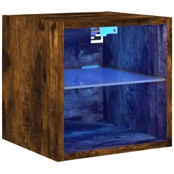 vidaXL TV-Wandschrank mit LED-Leuchten Räuchereiche 30x28,5x30 cm