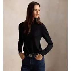 Polo Ralph Lauren für Damen. 211B17732002 Schwarzer Wollpullover mit Rollkragen (L), Lässig, Wolle, Langarm