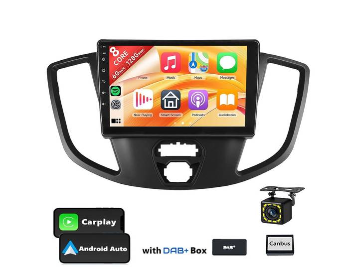 ESSGOO 6+128G DAB+ Carplay Android15 Autoradio Für Ford Transit 2015-2018 GPS Navigationsgerät (Carplay Android Auto Bluetooth EQ USB GPS Navi WIFI Touchscreen)