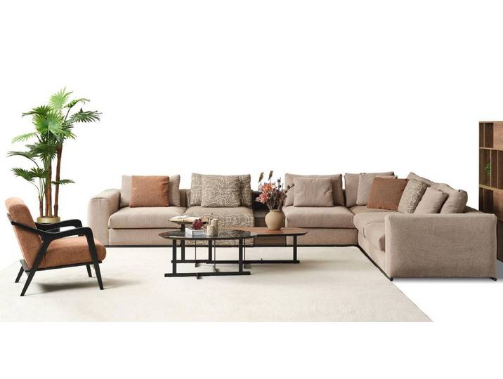 Xlmoebel Ecksofa Beiges Polster-Ecksofa in L-Form mit modernem Design, Ecksofa, Hergestellt in Europa