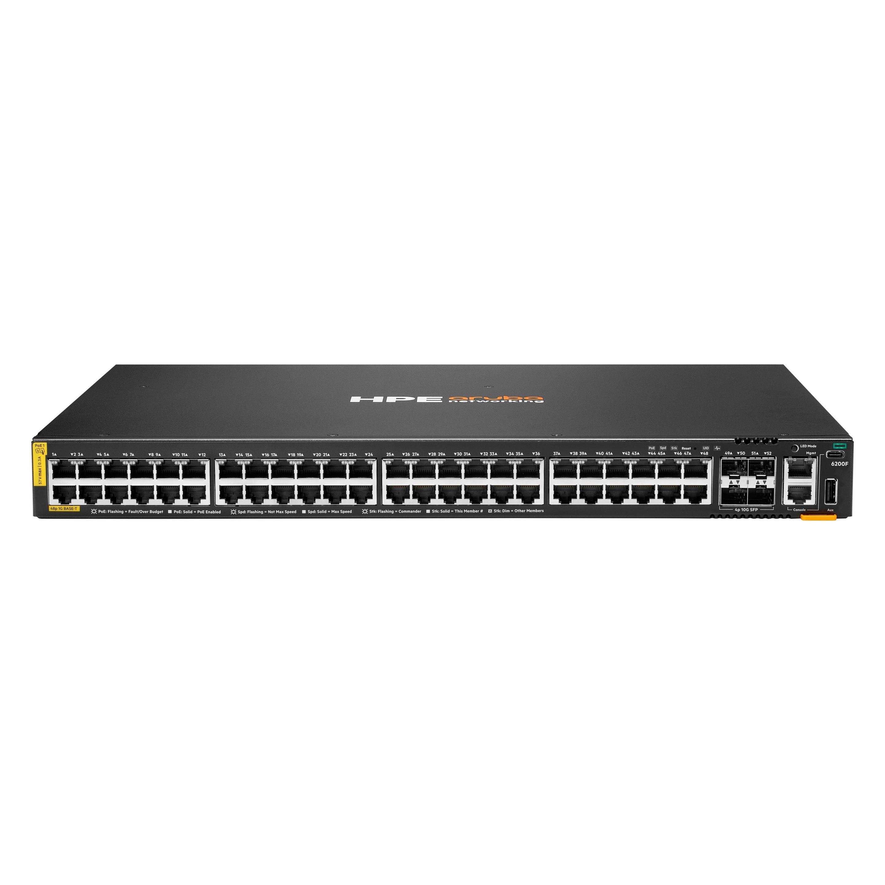 Aruba HPE Networking CX 6200F 48G Class-4 PoE 4SFP+ 370W Switch (48 Ports) (JL727B)