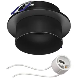 ledscom.de Deckeneinbaurahmen KRON, rund, schwarz matt (GU10/MR16/GU5,3/50mm) inkl. GU10 Fassung