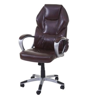 Décoshop26 - Bürostuhl auf Rollen mit Massagefunktion Heizung Drehfunktion in bordeauxrotem Synthetikmaterial 04_0001918