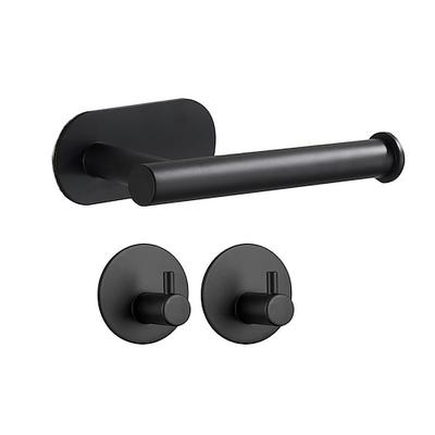 Klopapierhalterungamp; 2 Wandhaken-Sets, selbstklebende Wandhalterung, Edelstahl-Badezimmer-Accessoires (schwarz/golden/silbrig)