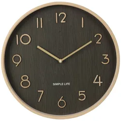 WellHome - Moderne Wanduhr aus Holz Dunkelbraun Ø38x5 cm
