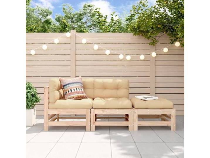 Salon de Jardin 3 pcs Canapés avec Repose-pieds Sièges avec Dossier et Accoudoir Meubles de Terrasse Patio Bois 825646