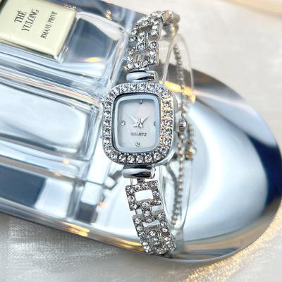 Fusion Finds Elegant Women's Bracelet Watch With Square Quartz Dial & Adjustable Diamond Chain Strap white
