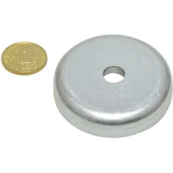 3 Topfmagnet mit Bohrung und Senkung, Neodym 47 mm | 75,6 kg | verzinkt, Neodym, Stahl, silber