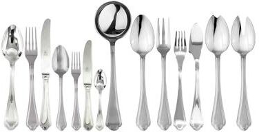 Mepra Leonardo Flatware Set with H/H Knives (Configuration P) - 113 Pieces - Stainless Steel