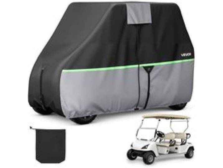 VEVOR Golfwagenabdeckung für 2+2/4-Sitzer-Golfwagen (die Meisten Golfcarts von Club Car, Yamaha, EZGO & Honda), Regenabdeckung aus 600D-Oxford-Gewebe, mit PU-Beschichtung & 3 Reißverschlusstüren