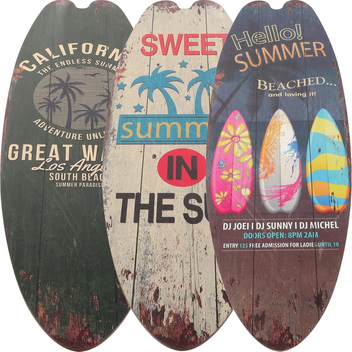 Ibenzoa Retro Houten Surfplanken Muurdecoratie met Vintage Sfeer