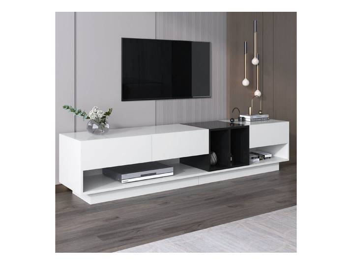 Merax Lowboard TV-Board, TV-Schrank, hochglanz mit Schubladen und offenen Fächer,Breite 190cm