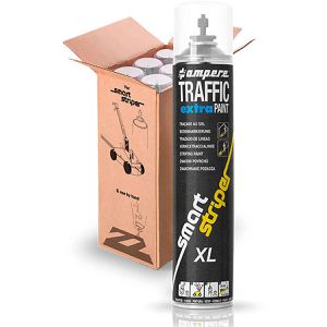 AMPERE Markierungsspray Traffic Extra Paint XL, grau, Langzeit, 6 Dosen je 750 ml