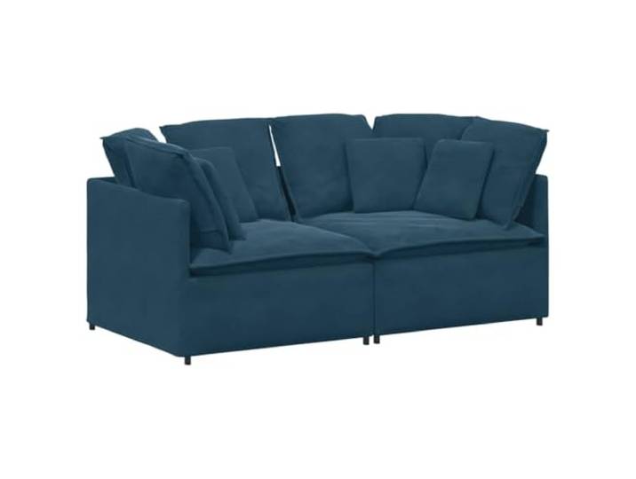 KKgypkn Modulares Sofa Mit Armlehnen Blau 2 Teile Samtpolsterung, Schaumstofffüllung, Metallrahmen, Holzarmlehnen, Textilene Sitzflächen