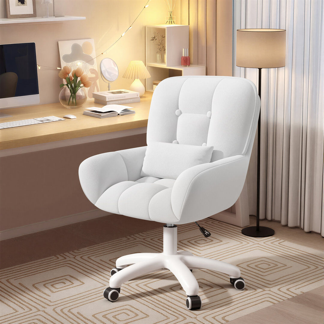 Fairmont Park Velvet Office Chair White/Black 56cm W X 58cm D