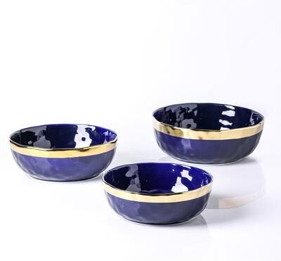 Stone Lain Florian Porcelain 3-Piece Round Bowl Service Set