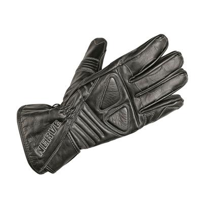 Motorradhandschuhe NERVE "Dark Leather" Gr. XL, schwarz, Handschuhe, XL, Polsterung über den Fingerknöcheln