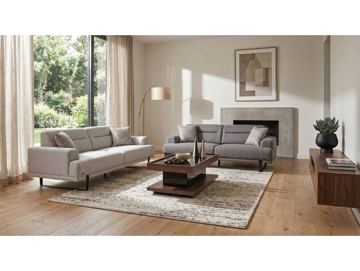 JVmoebel Wohnlandschaft Sofa Set mit Couchtisch Grau Designer Wohnzimmer komfortabel stilvoll, 3 Teile, Made in Europa
