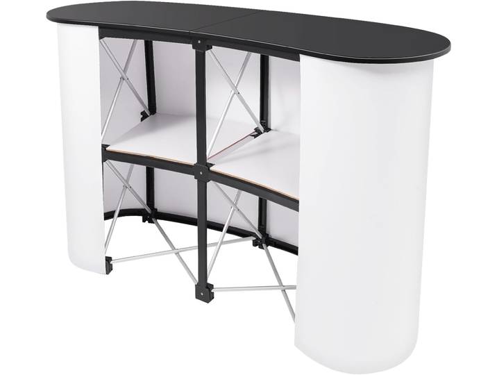 Table de podium Tradeshow, comptoir pop-up pliable, podium d'affichage de feuilles commerciales autoportantes avec capacité de charge de 154,3 lb
