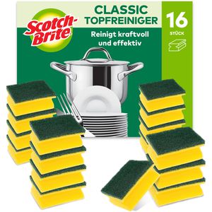 3M Spülschwamm Scotch-Brite Classic Nail Saver, mit Griffrille & Scheuerseite, 16 Stück
