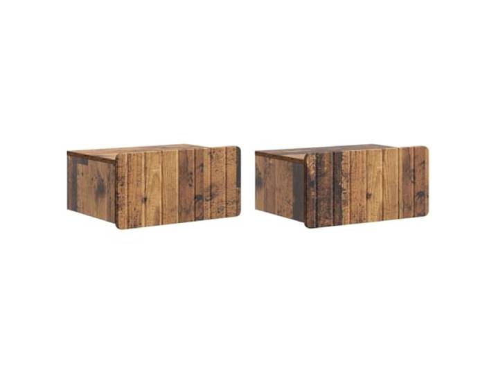 LMTYOENFG 2er Set Wandmontierter Nachttisch Altholz-Optik 49x34,5x24cm Schwebende Kommode fürs Schlafzimmer: Bietet geschlossenen Stauraum, spart Stellfläche und erleichtert die Reinigung.