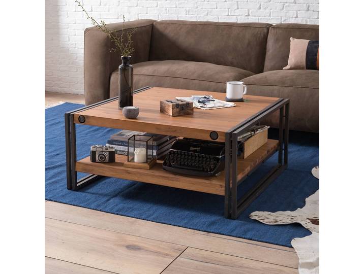 Couchtisch 90 cm mit Ablage 90 x 40 x 90cm Braun/Akazie