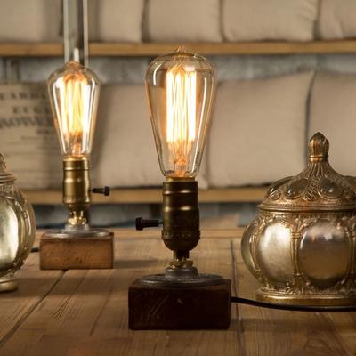 Uplifted Goods Wood Table Lamp With Option For Bulb without Bulb eu