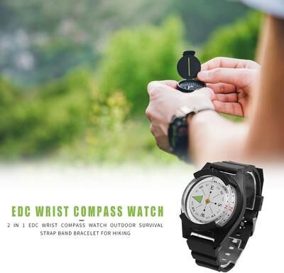 Multisell Products Hub Wrist Compass Watch Survival Bracelet, Outdoor EDC Compass Strap For Hiking And Navigation Wrist Compass Watch Survival Bracelet, Outdoor EDC Compass Strap For Hiking And Navigation