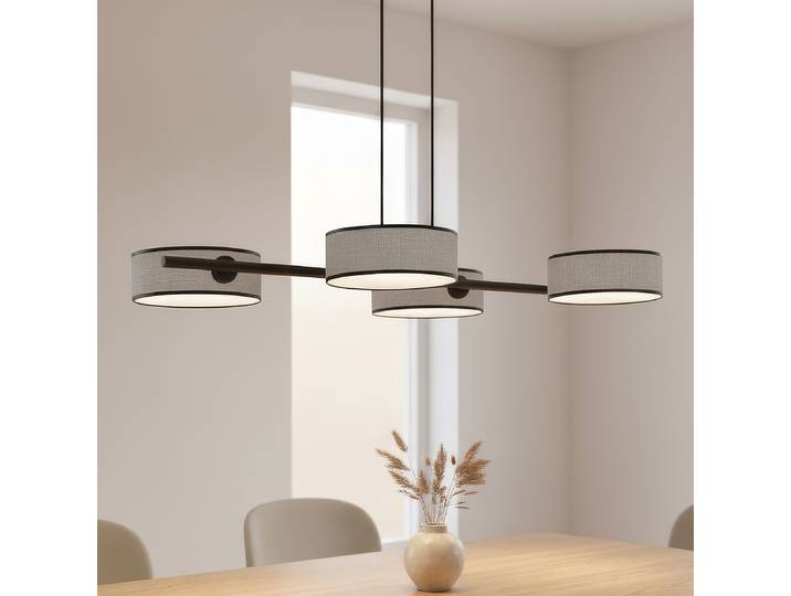 Pendelleuchte Drumz Typ A 80 x 120 x 46cm Grau/Lichtgrau 4 Mischgewebe E14