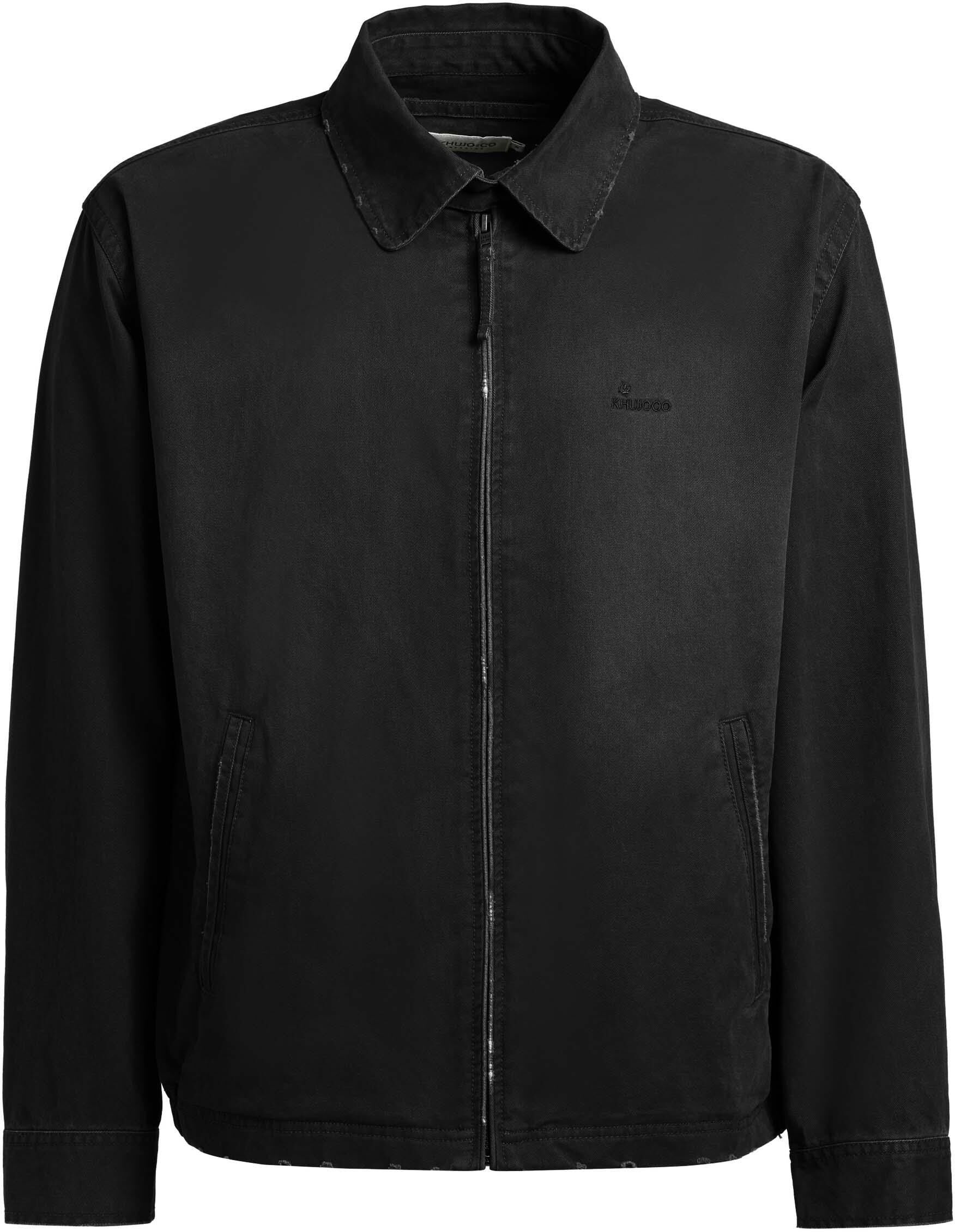 Bomberjacke KHUJO "Bomberjacke Noam", Herren, Gr. M, schwarz, Obermaterial: 100% Baumwolle CO., lässig geschnitten hüftlang, Rundhals, Ärmel mit Ärmelschlitz 1-Knopf-Manschette, Jacken Bomberjacke, Hemdjacke für den Übergang