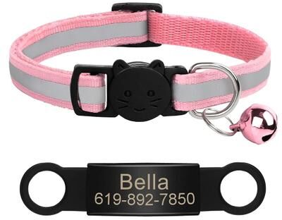 Uplift Treasures Personalized Reflective Cat Collar With Engraved ID Tag 7