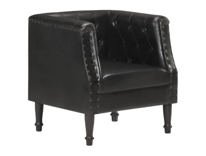 2615Neuve® Fauteuil salon Contemporain Fauteuil Tv Fauteuil Club Fauteuil de Relaxation Noir Cuir véritable