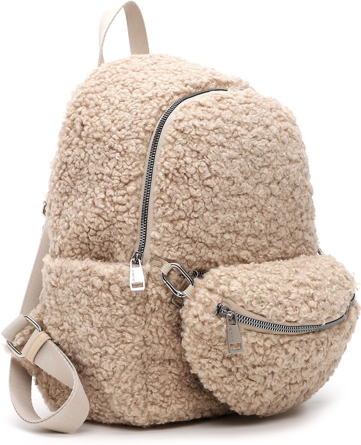 Rucksack EMILY & NOAH "Rucksack E&N Lucina", Damen, Gr. B/H/T: 31cm x 33cm x 12cm, beige (beige 400), Polyester, Rucksäcke Rucksack