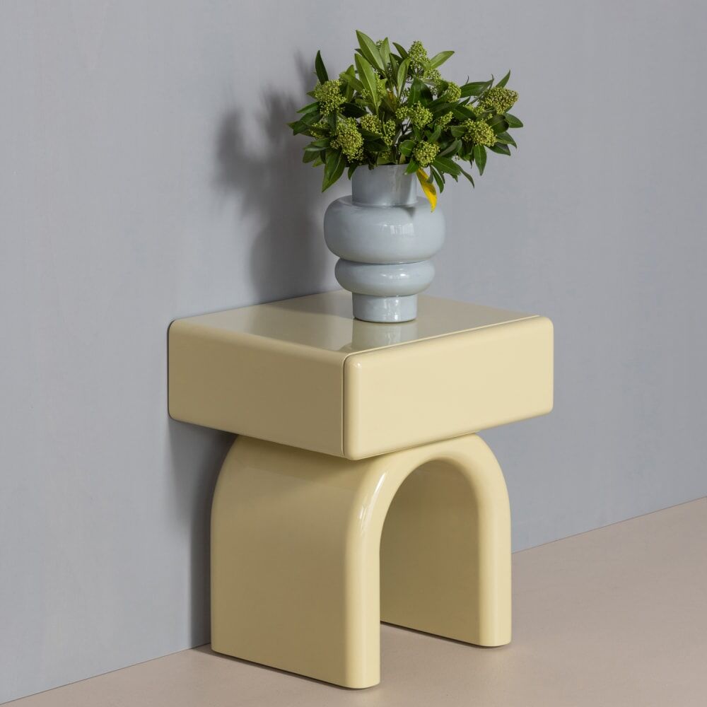 WOOOD Table de chevet en mdf jaune doux Jaune 40x57x50cm