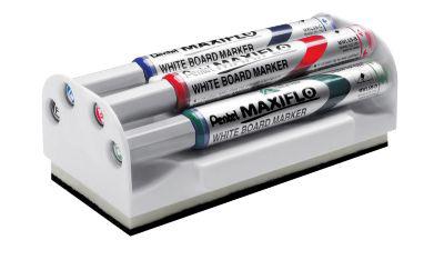 Pentel Whiteboardmarker Maxiflow, mit Wischer, Schreibspitze 2 mm, 4-er Set