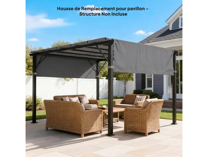 Outsunny Toiles Pergola 4.9x1.2m UV Gris Foncé