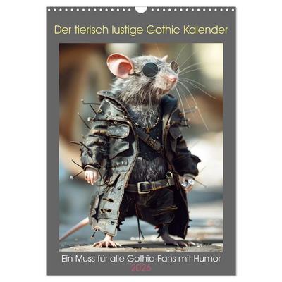 Der tierisch lustige Gothic Kalender (Wandkalender 2026 DIN A3 hoch), CALVENDO Monatskalender