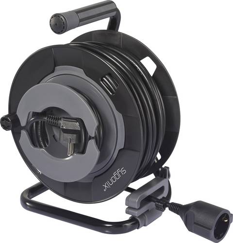 Sygonix SY-6618486 Kabeltrommel 30m Schwarz Schutzkontakt-Stecker
