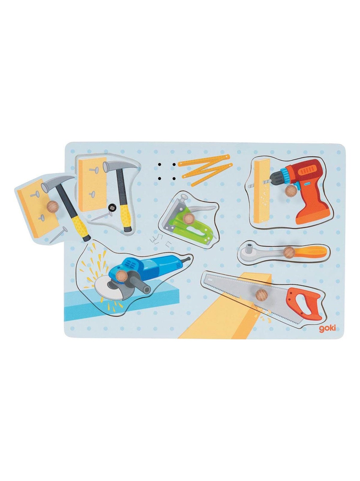 Goki Wooden Shape Puzzle Tools with Sound 6 pcs. Holz