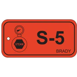 Brady, Sicherheitskennzeichnung, B-7527, Polypropylen Schild, Energy Source Tag - Steam/Dampf, 75 x 38mm, Schwarz auf Orange