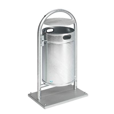 PROREGAL Robuster Rohrbogenständer für Abfälle | mit Bodenplatte | 60 Liter, HxBxT 110x60x40cm | Stahl | Feuerverzinkt | Mülleimer Abfalleimer