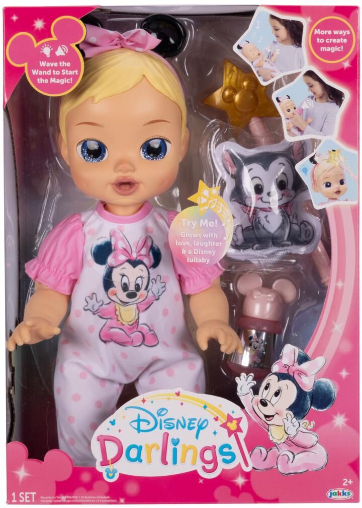Disney Muñeca Bebé Minnie con funciones interactivas y accesorios incluidos .