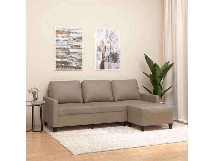 Canapé à 3 places avec repose-pieds Cappuccino 180cm Similicuir canapé canapé avec repose-pieds canapé trois 3201028