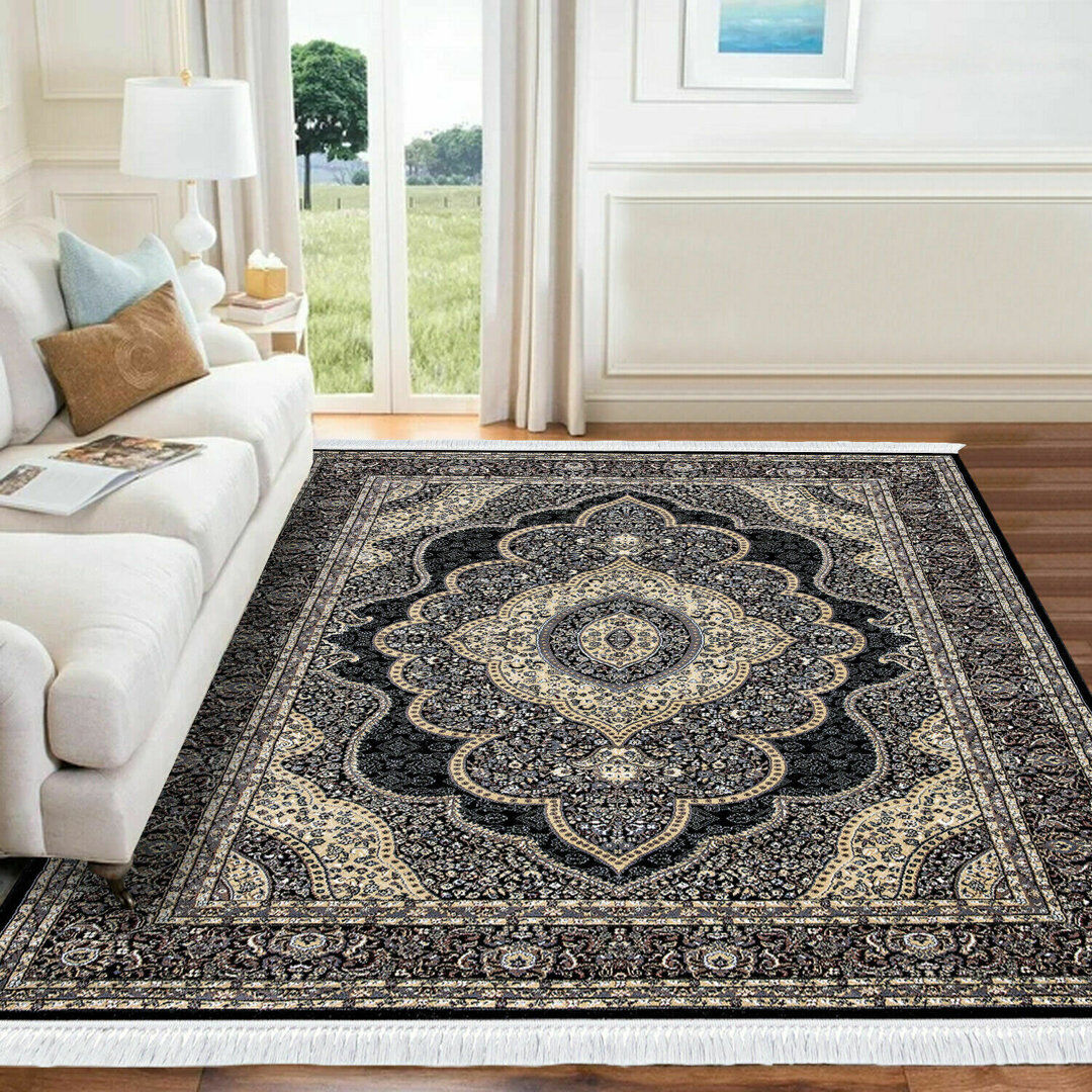 Astoria Grand Mccallum Oriental Area Rug Black Rectangle 160cm x 230cm
