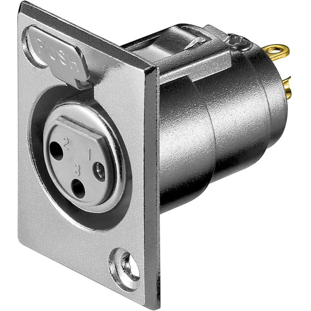 Goobay Microfoonconnector XLR 3-polig inbouwmodel met vergulde contacten en vergrendeling