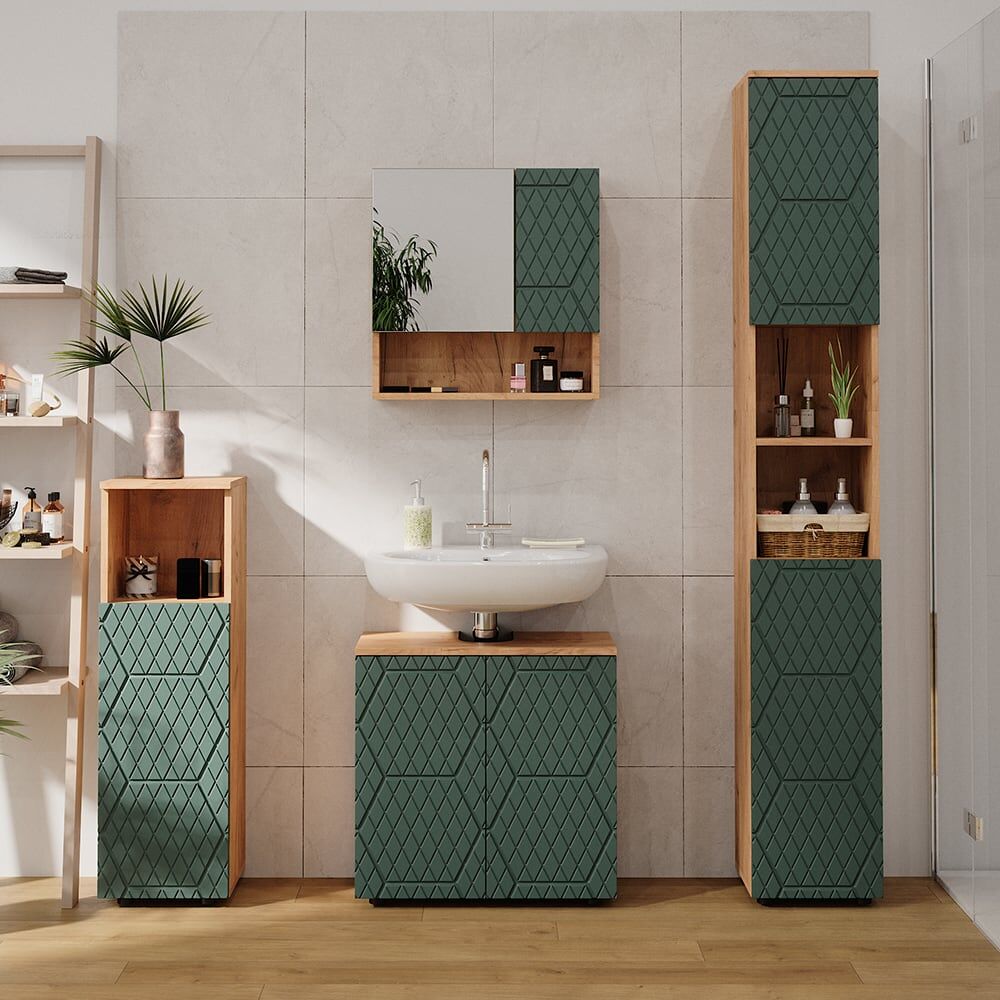 Vicco Armoire midisch, effet bois 30 x 95cm Vert 30x95x30cm