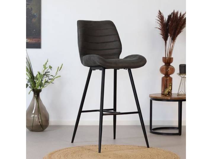 Morris Tabouret De Bar Industriel Anthracite Microfibre