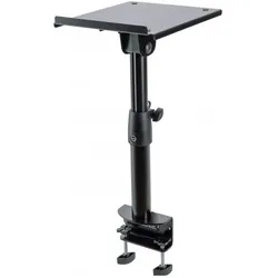 K&M 26778 Neigbares Monitorstativ zur Tischmontage (Höhenverstellbar), Lautsprecher Ständer + Wandmontage, Schwarz